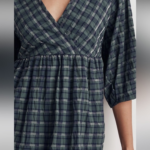 NWT Madewell Marianna Puff-Sleeve Mini Dress in Plaid - Size Medium - Picture 4 of 9
